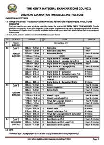 kcpe 2022|kcpe 2022 timetable pdf.